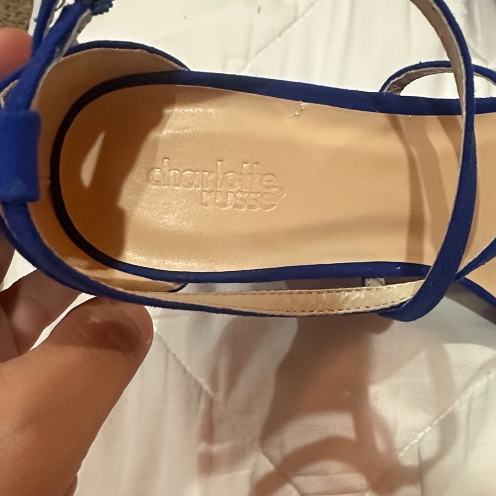 NEW Elegant Blue Wedge Sandals size 9 - Picture 3 of 6